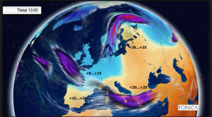 Länsi-Eurooppa viilenee ja Itä-Eurooppa lämpenee ensi viikolla.