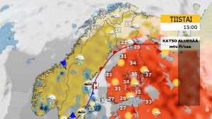 Kuva 3: Tyypillinen säätilanne länsivirtauskesänä: epävakaista, ajoittain sateista, tuulistakin ja tavanomaista viileämpää (kuva: Markus Mäntykannas/MTV)
