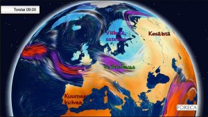 Kuva 6: Pohjois-Eurooppa jäi toukokuussa lähes poikkeuksetta suihkuvirtauksen "kylmään kuoppaan" (kuva: Foreca).